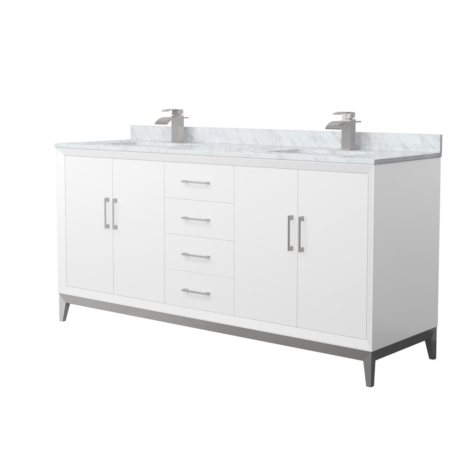 Amici Bathroom Vanity with Countertop 72 inch Double Sink Single hole Faucet Setup