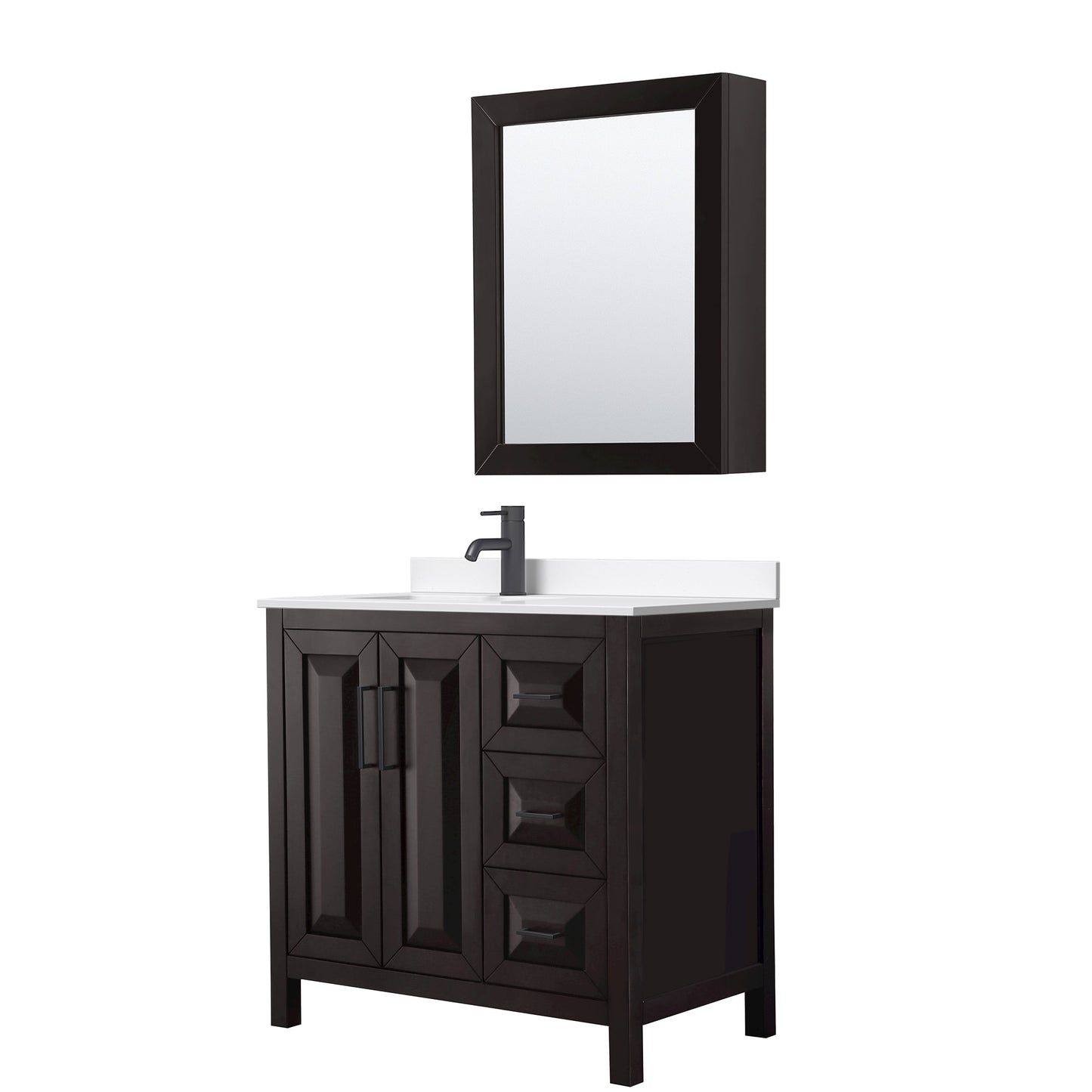 Daria Bathroom Vanity with Countertop 36 inch Single Sink Single hole Faucet Setup