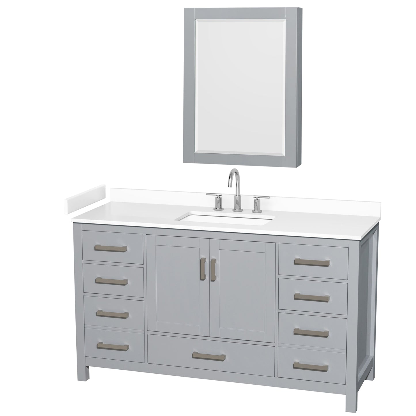 Sheffield Bathroom Vanity with Countertop 60 inch Single Sink 3-hole Faucet Setup