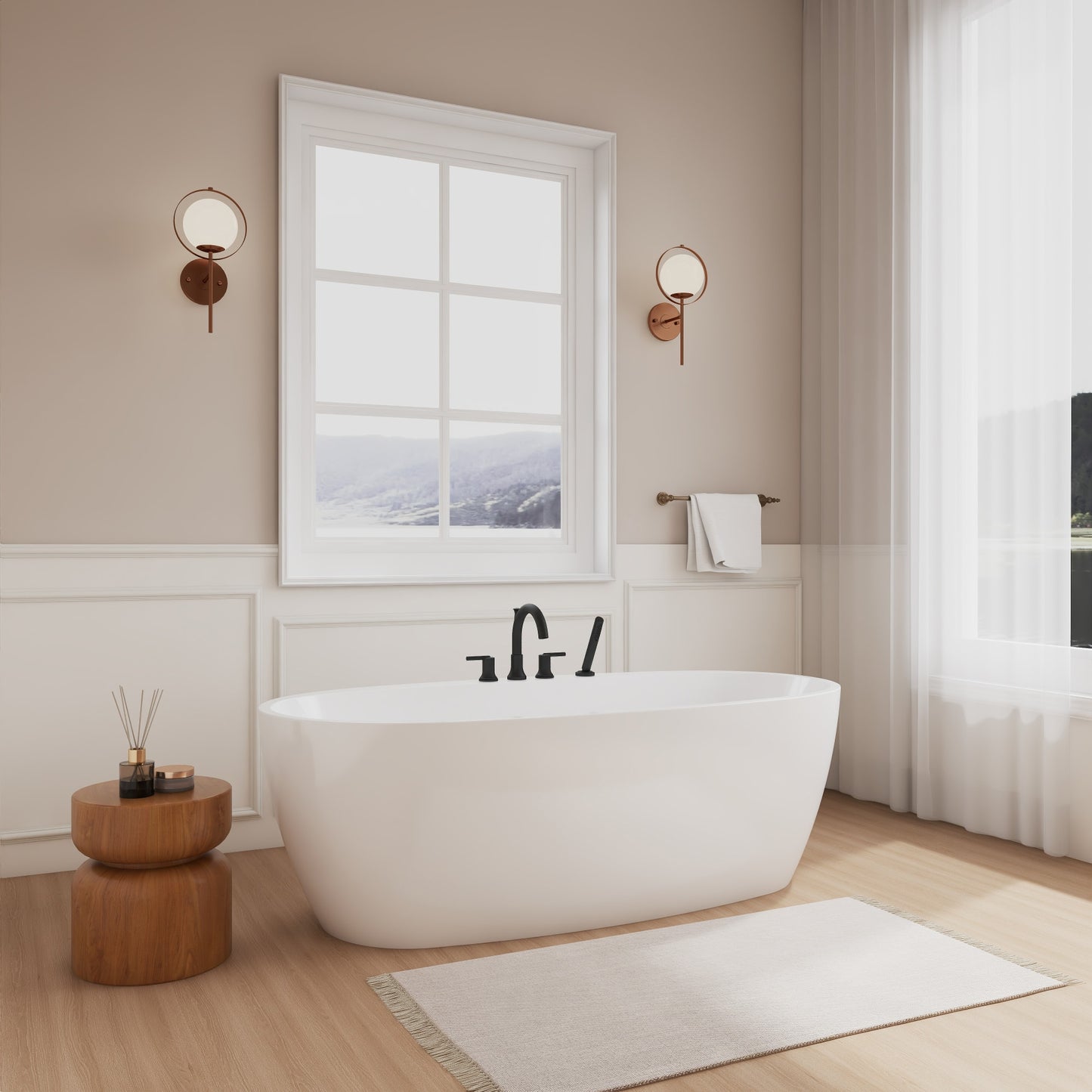 Astrid Freestanding Acrylic Bathtub With Faucet 67 inch