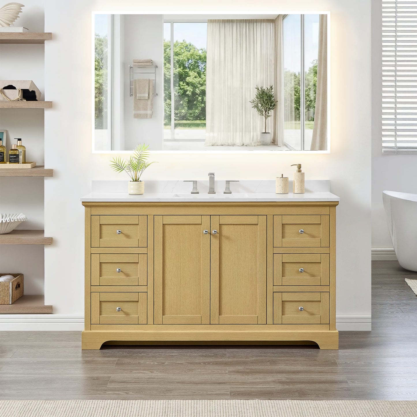 Avery Bathroom Vanity with Countertop 60 inch Single Sink 3-hole Faucet Setup