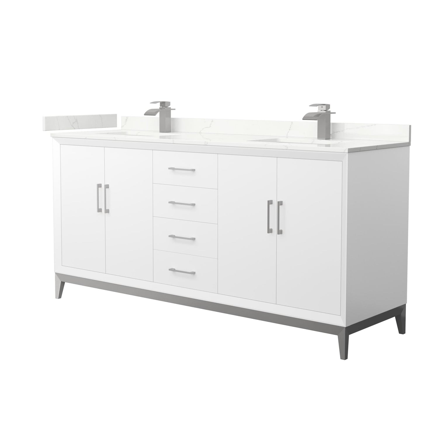 Amici Bathroom Vanity with Countertop 72 inch Double Sink Single hole Faucet Setup