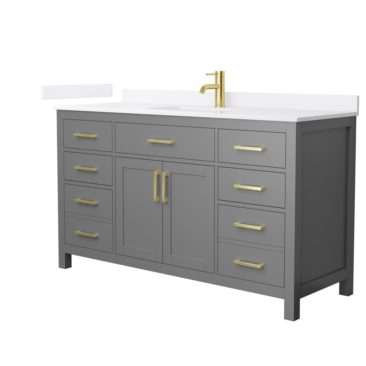 Beckett Bathroom Vanity with Countertop 60 inch Single Sink Single hole Faucet Setup