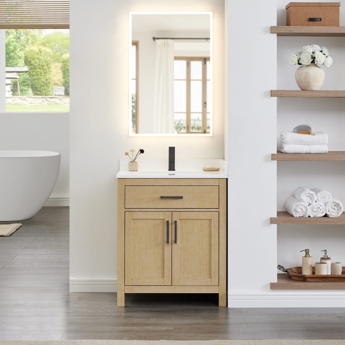 Beckett Bathroom Vanity with Countertop 30 inch Single Sink Single hole Faucet Setup