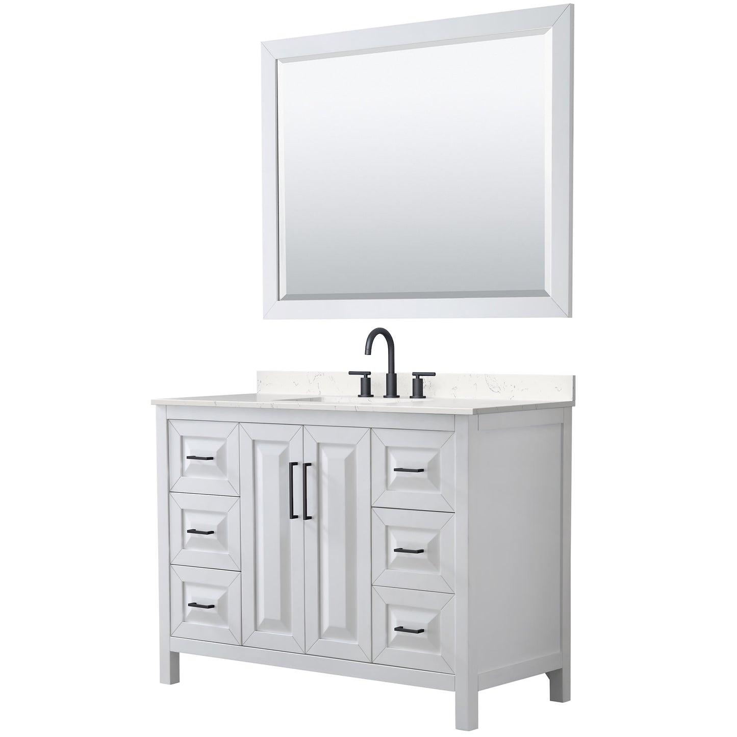 Daria Bathroom Vanity with Countertop 48 inch Single Sink 3-hole Faucet Setup