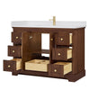 Custom image for Dark Walnut with Brushed Gold Trim / White Cultured Marble / No Mirror