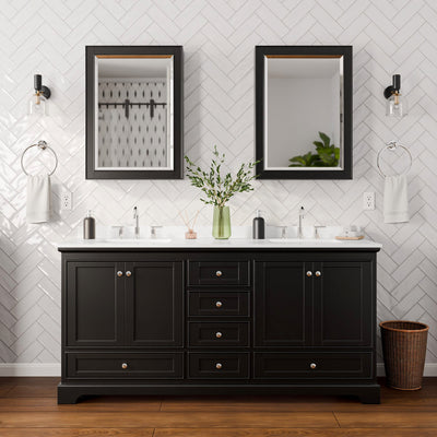Deborah Bathroom Vanity with Countertop 72 inch Double Sink 3-hole Faucet Setup