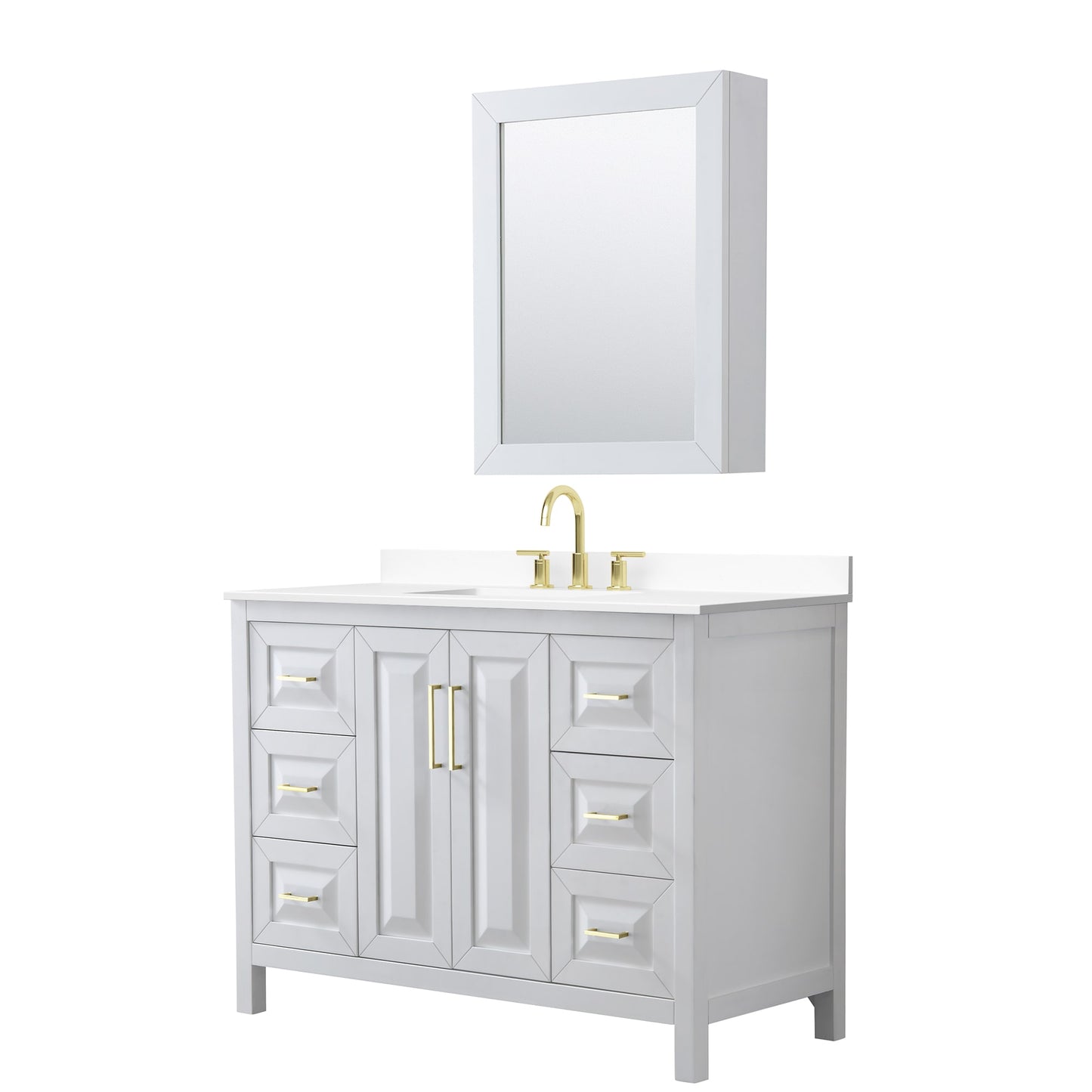 Daria Bathroom Vanity with Countertop 48 inch Single Sink 3-hole Faucet Setup