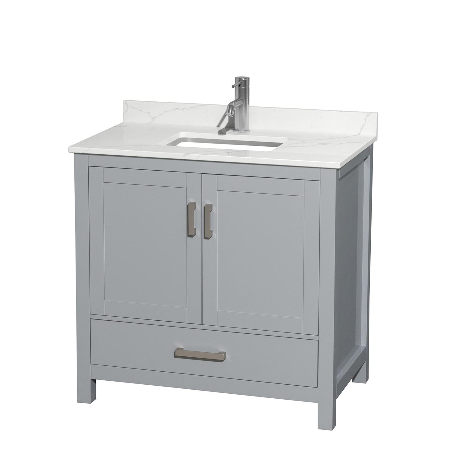 Sheffield Bathroom Vanity with Countertop 36 inch Single Sink Single hole Faucet Setup