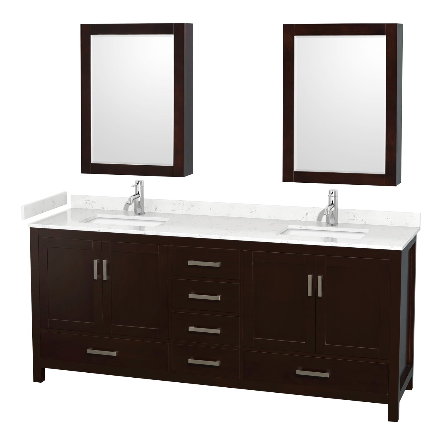 Sheffield Bathroom Vanity with Countertop 80 inch Double Sink Single hole Faucet Setup