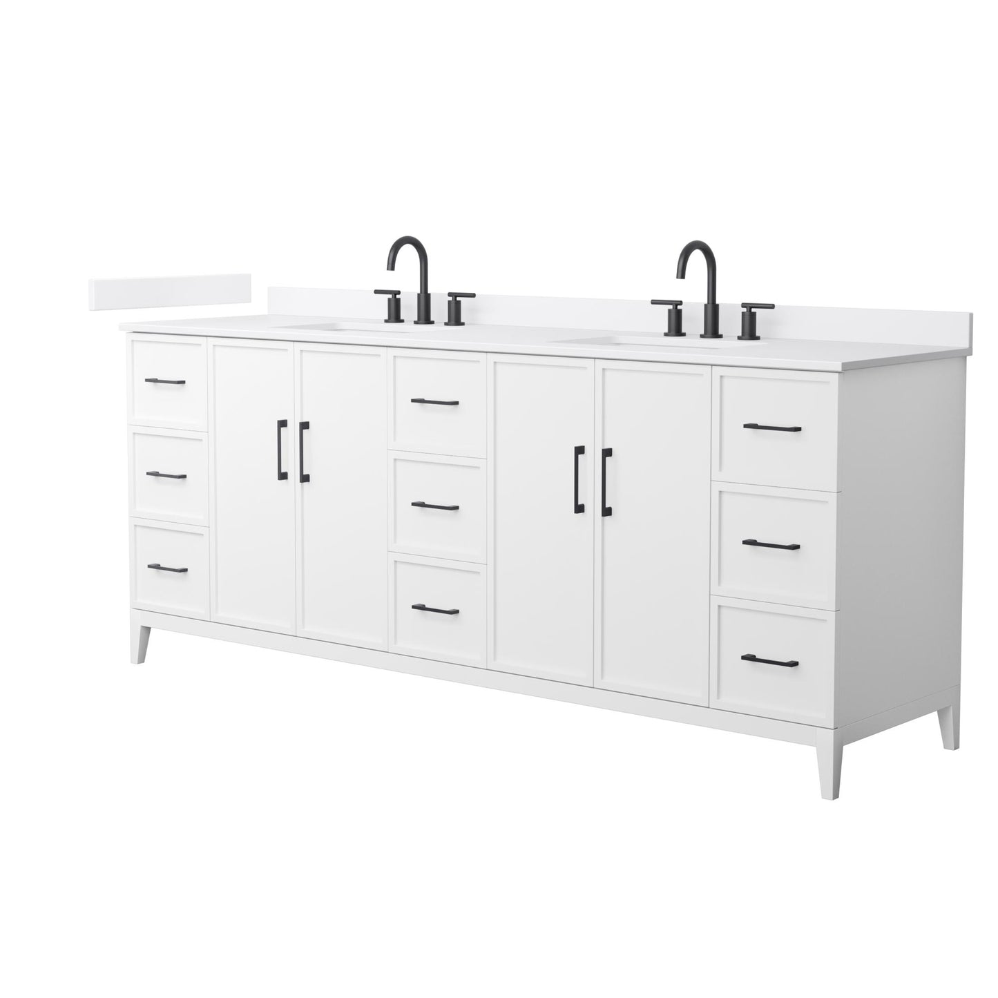 Elan Bathroom Vanity with Countertop 84 inch Double Sink 3-hole Faucet Setup