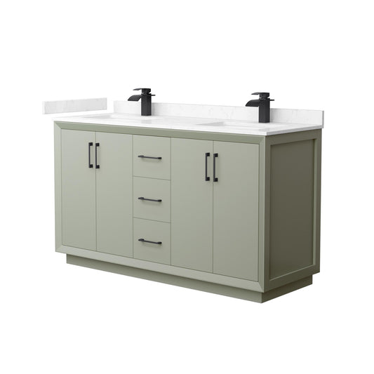 Strada Bathroom Vanity with Countertop 60 inch Double Sink Single hole Faucet Setup
