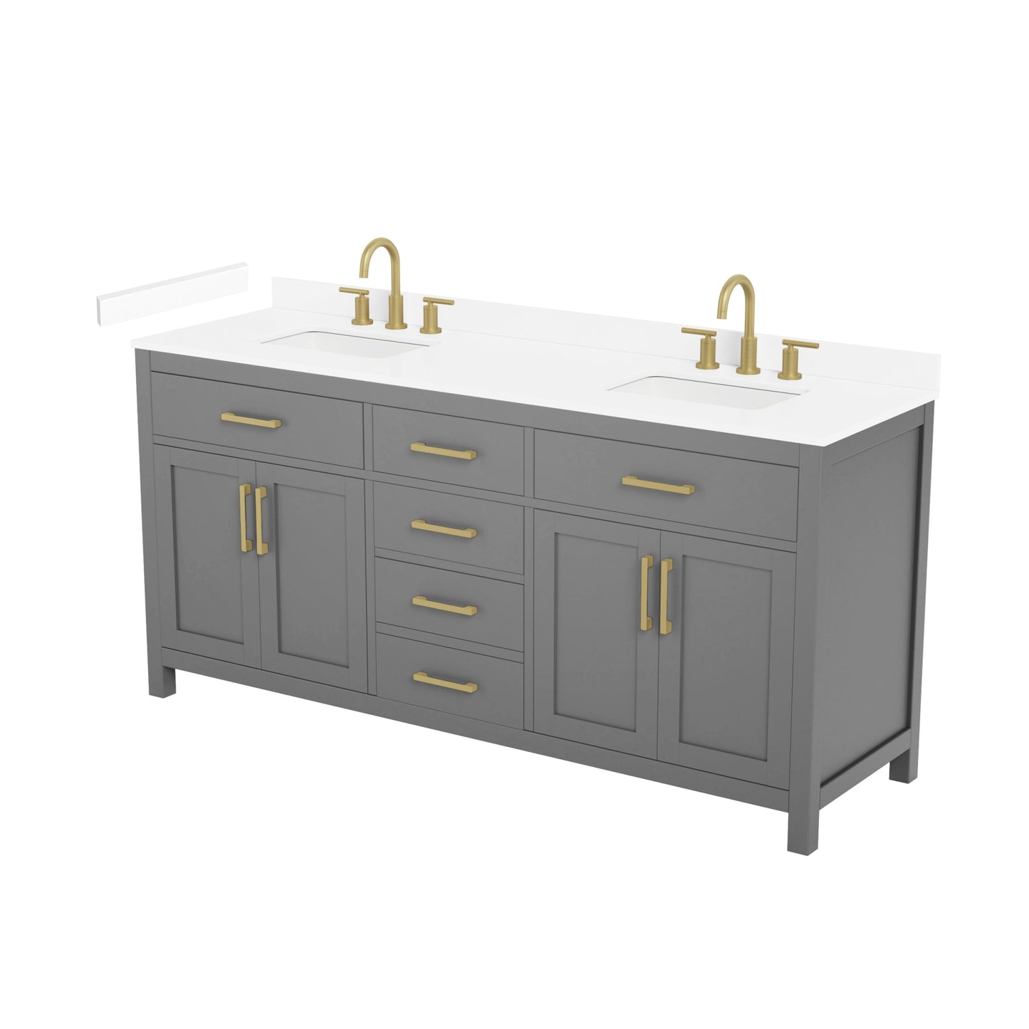 Beckett Bathroom Vanity with Countertop 72 inch Double Sink 3-hole Faucet Setup