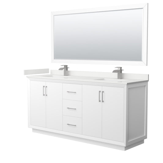 Strada Bathroom Vanity with Countertop 72 inch Double Sink Single hole Faucet Setup