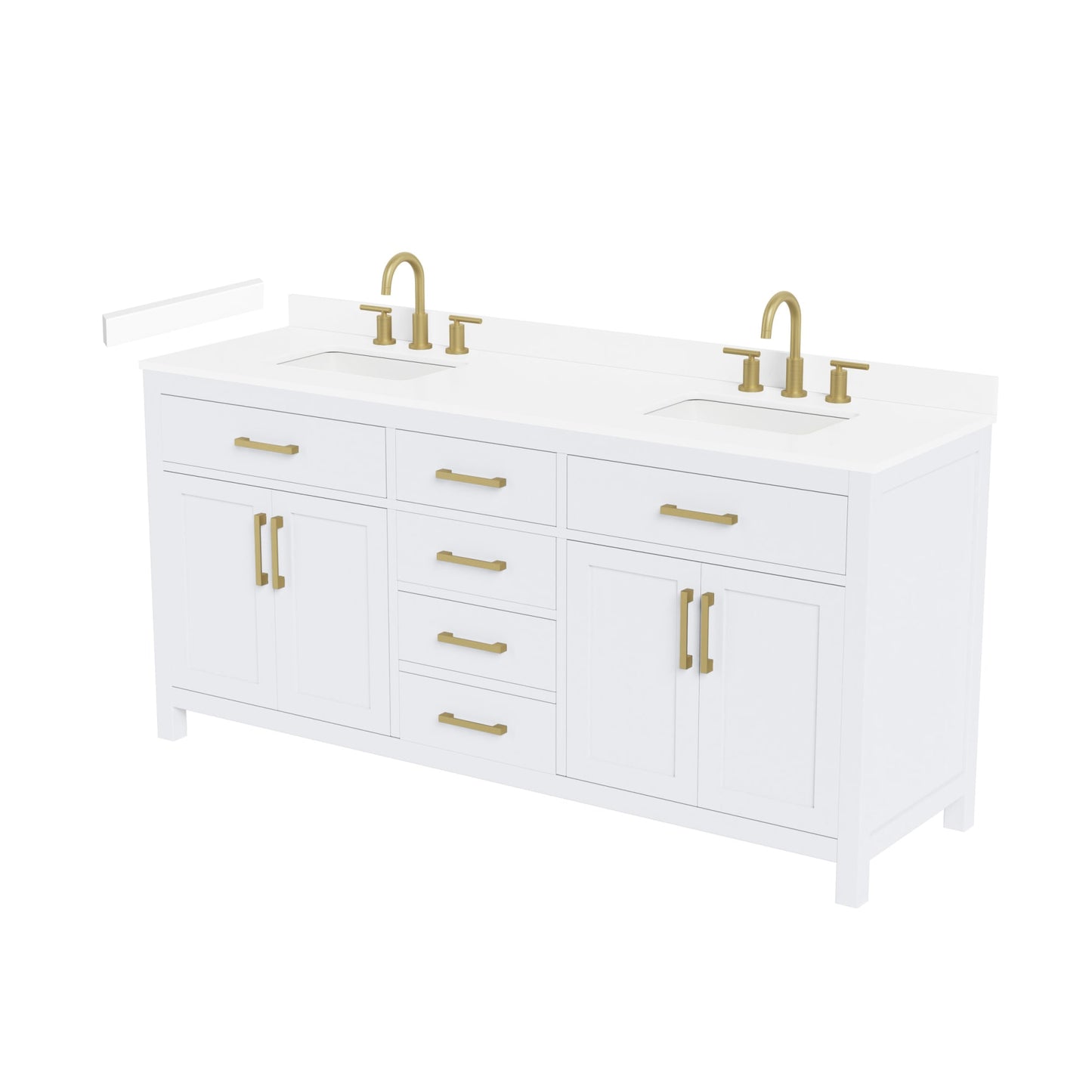 Beckett Bathroom Vanity with Countertop 72 inch Double Sink 3-hole Faucet Setup