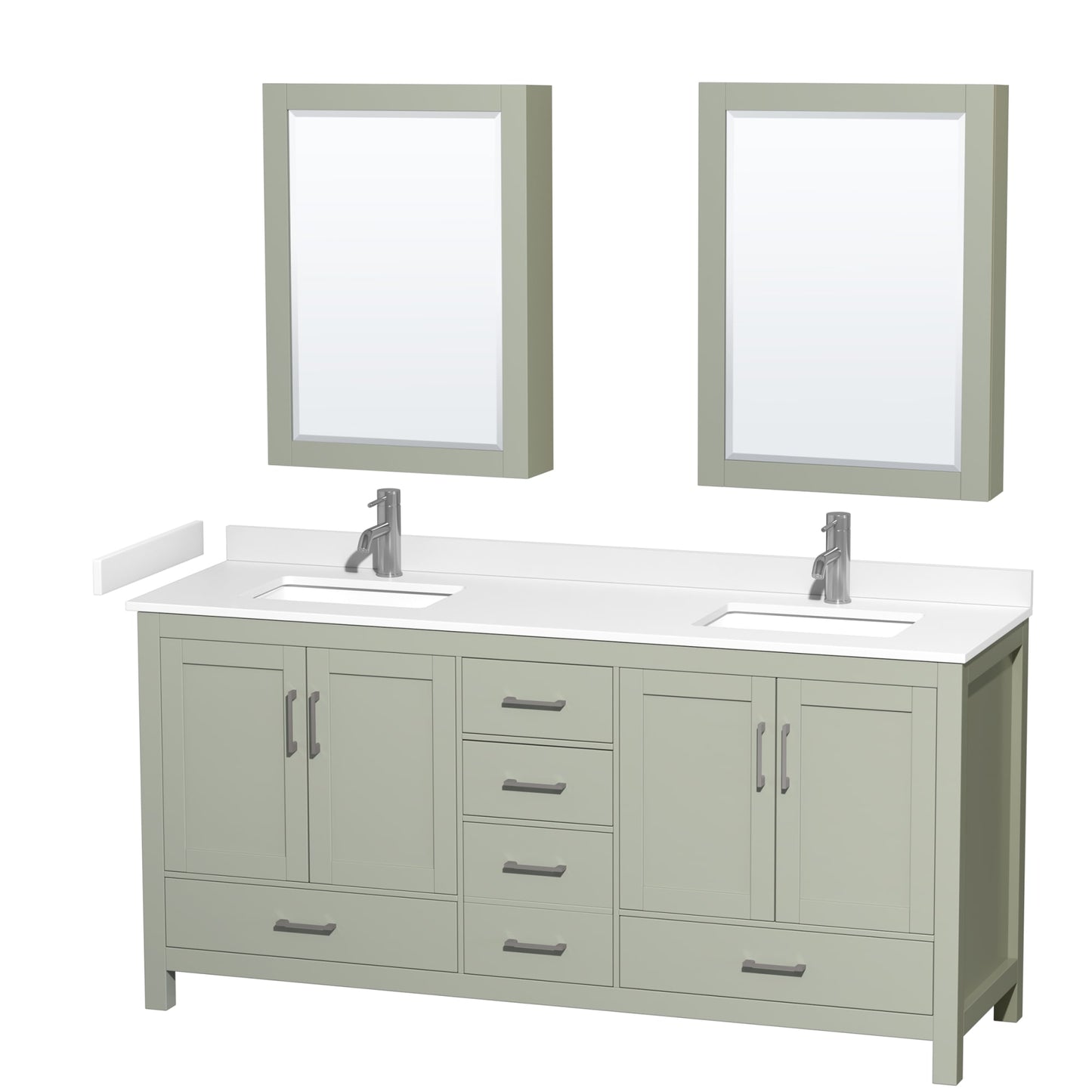 Sheffield Bathroom Vanity with Countertop 72 inch Double Sink Single hole Faucet Setup