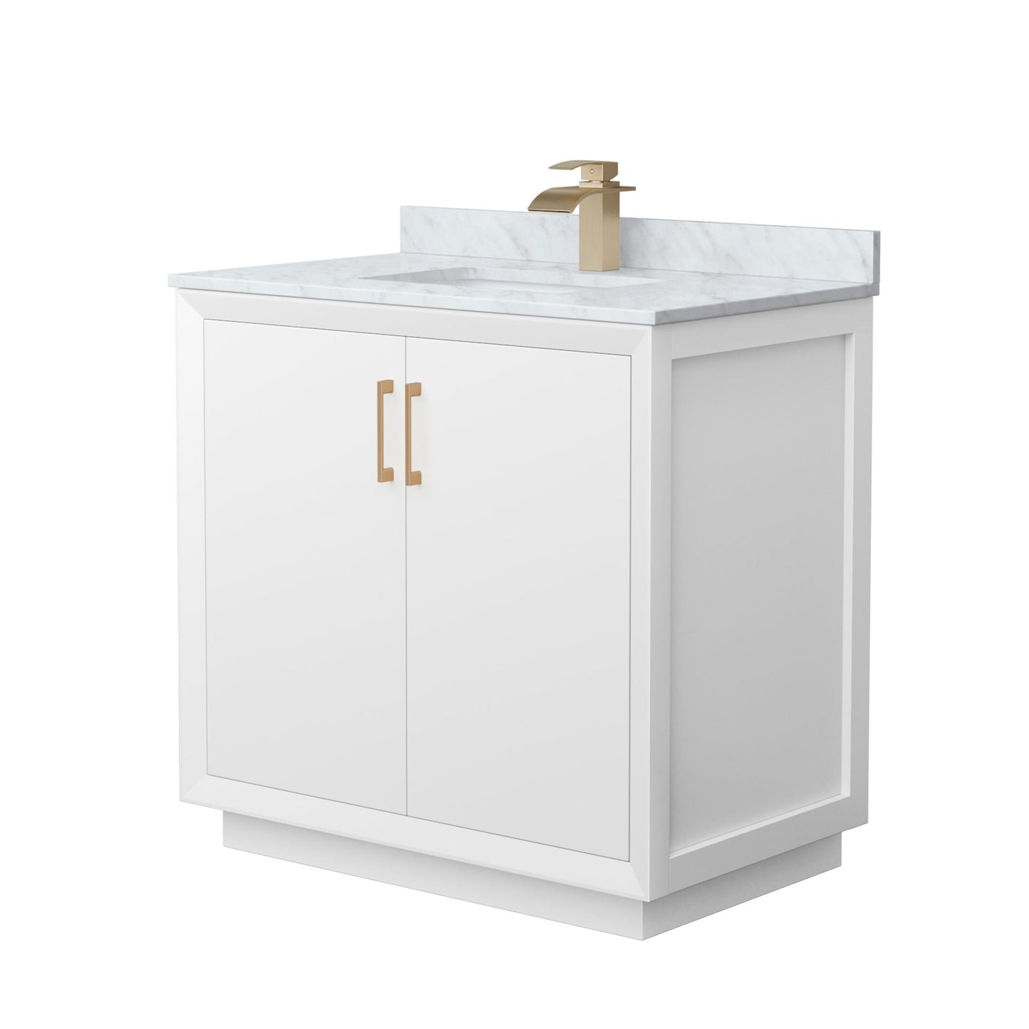 Strada Bathroom Vanity with Countertop 36 inch Single Sink Single hole Faucet Setup