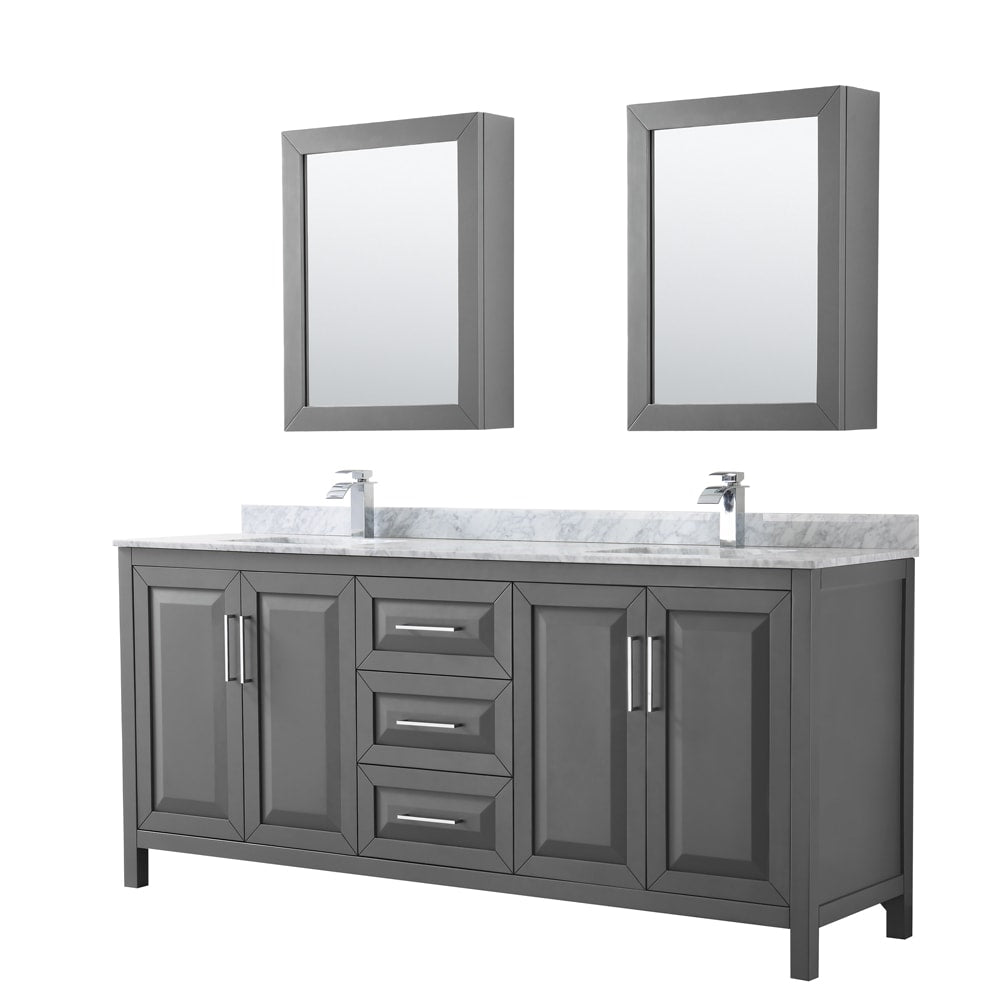 Daria Bathroom Vanity with Countertop 80 inch Double Sink Single hole Faucet Setup