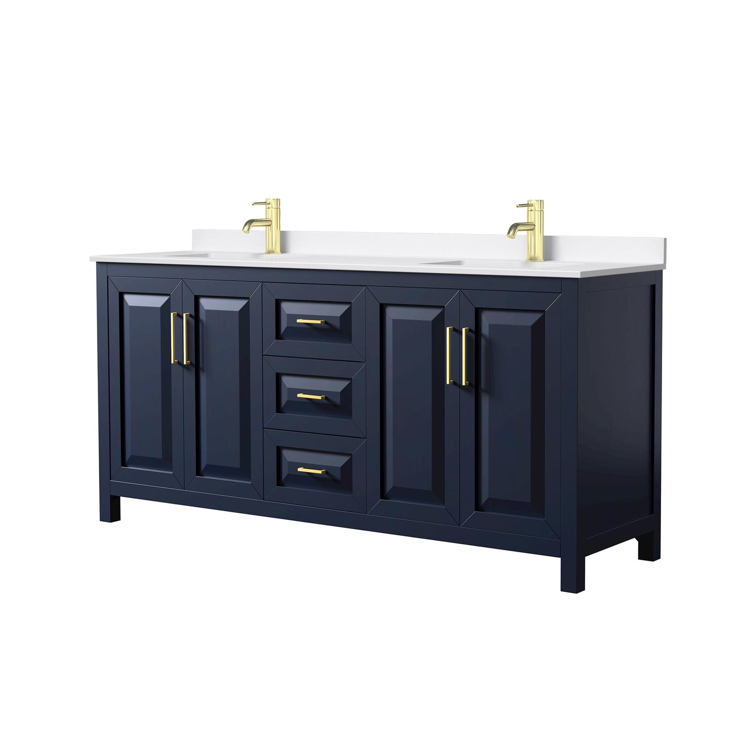 Daria Bathroom Vanity with Countertop 72 inch Double Sink Single hole Faucet Setup