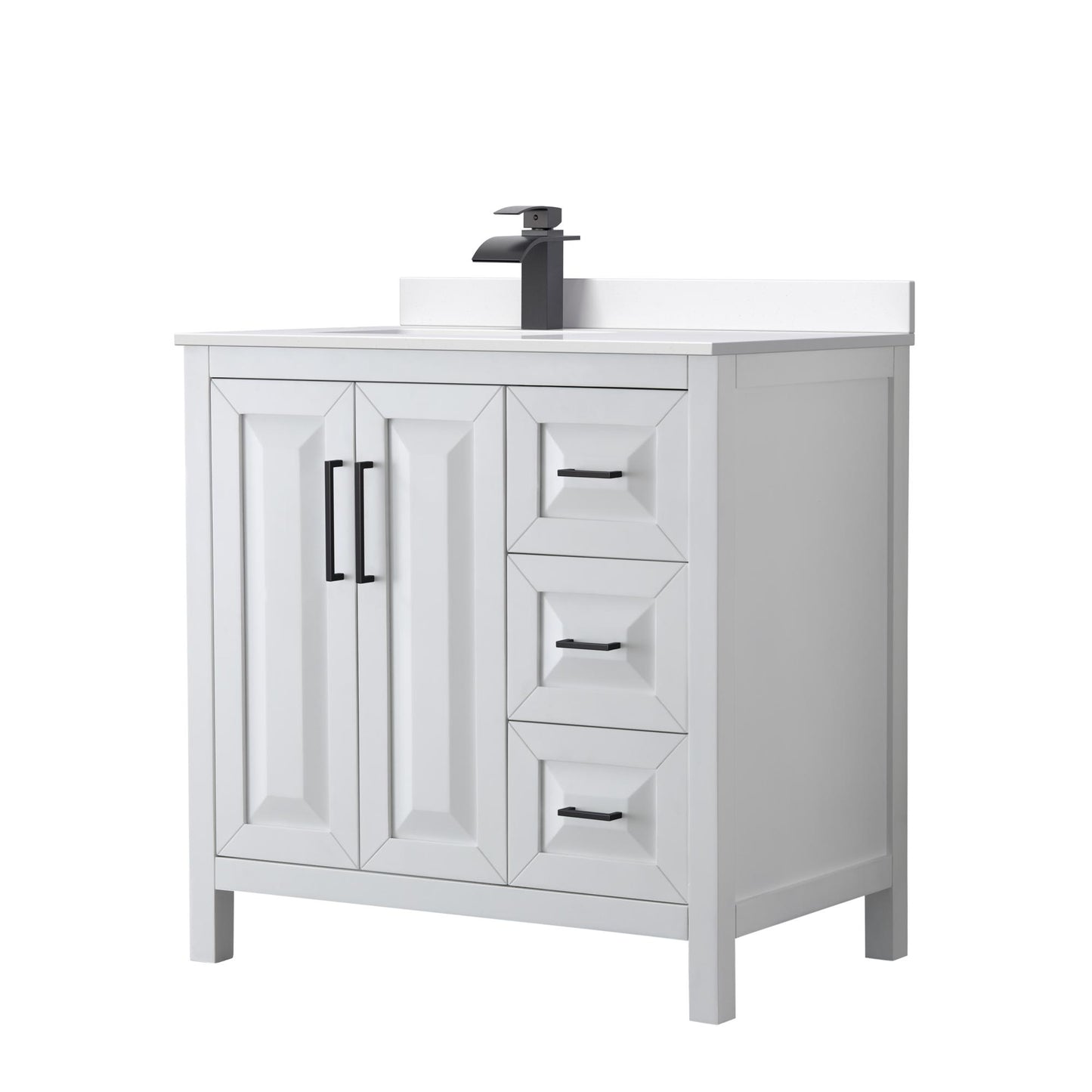 Daria Bathroom Vanity with Countertop 36 inch Single Sink Single hole Faucet Setup