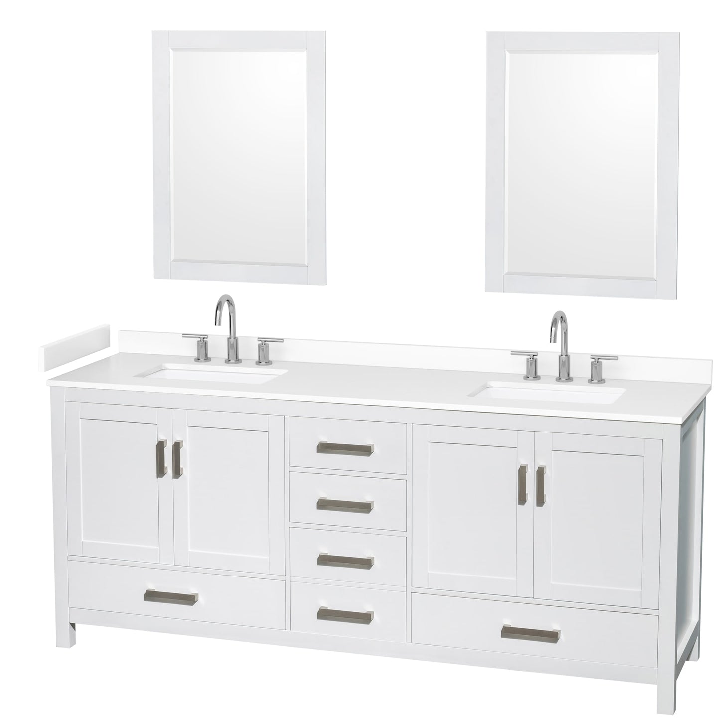 Sheffield Bathroom Vanity with Countertop 80 inch Double Sink 3-hole Faucet Setup