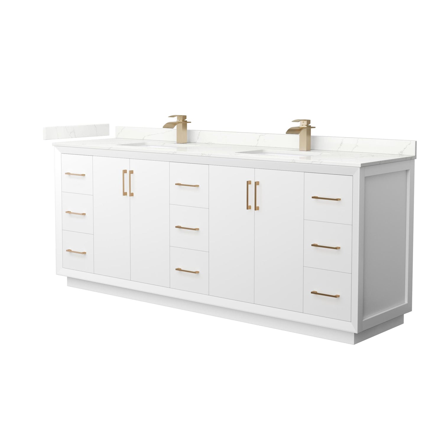 Strada Bathroom Vanity with Countertop 84 inch Double Sink Single hole Faucet Setup