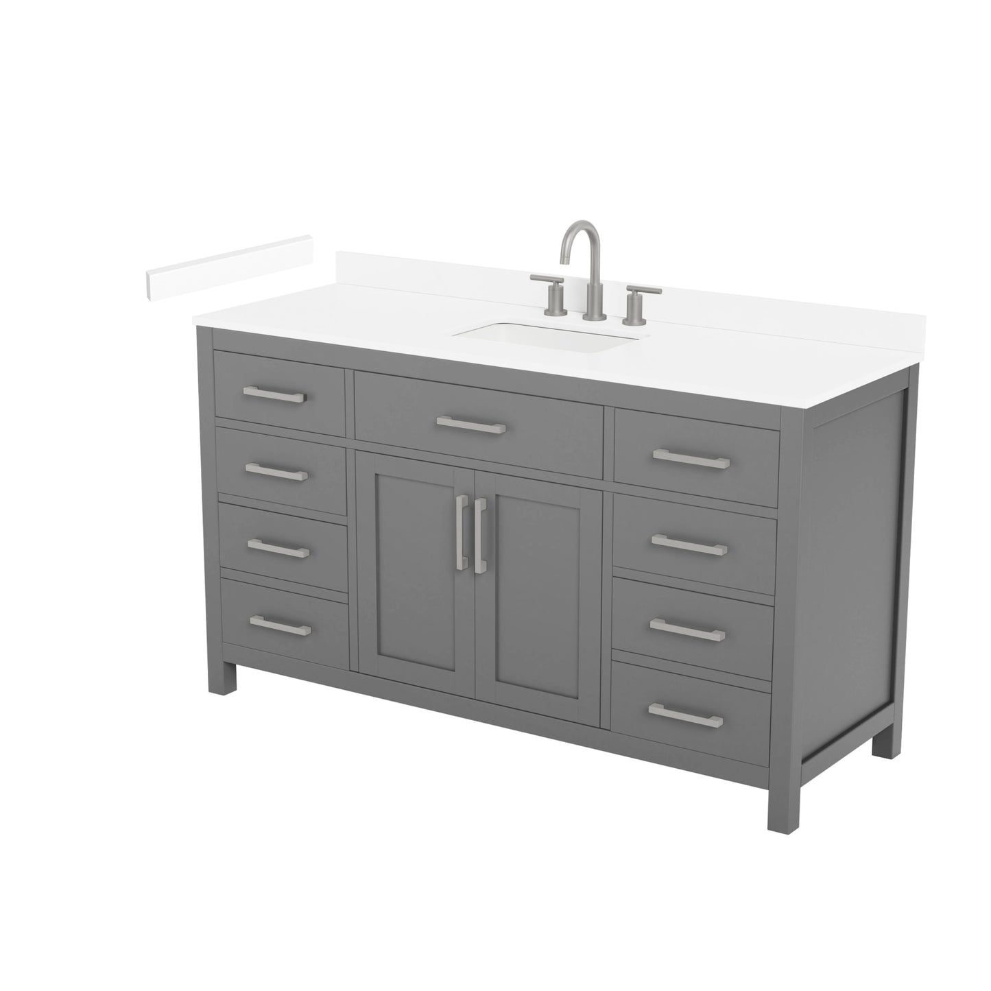 Beckett Bathroom Vanity with Countertop 60 inch Single Sink 3-hole Faucet Setup