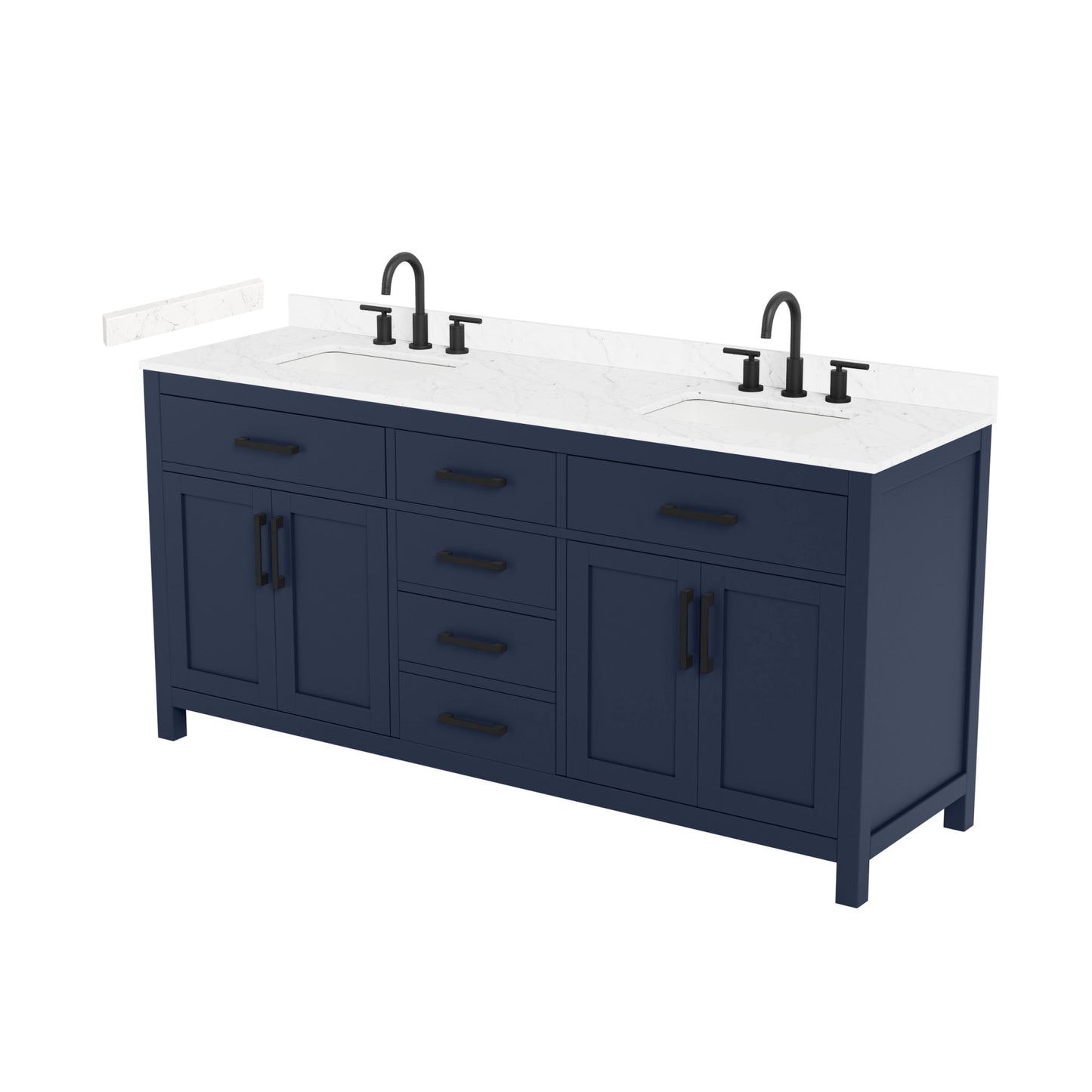 Beckett Bathroom Vanity with Countertop 72 inch Double Sink 3-hole Faucet Setup