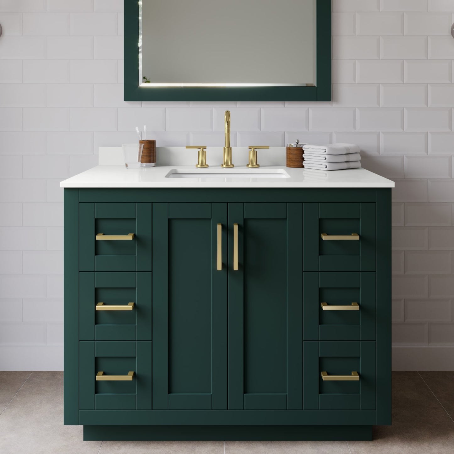 Miranda Bathroom Vanity with Countertop 42 inch Single Sink 3-hole Faucet Setup