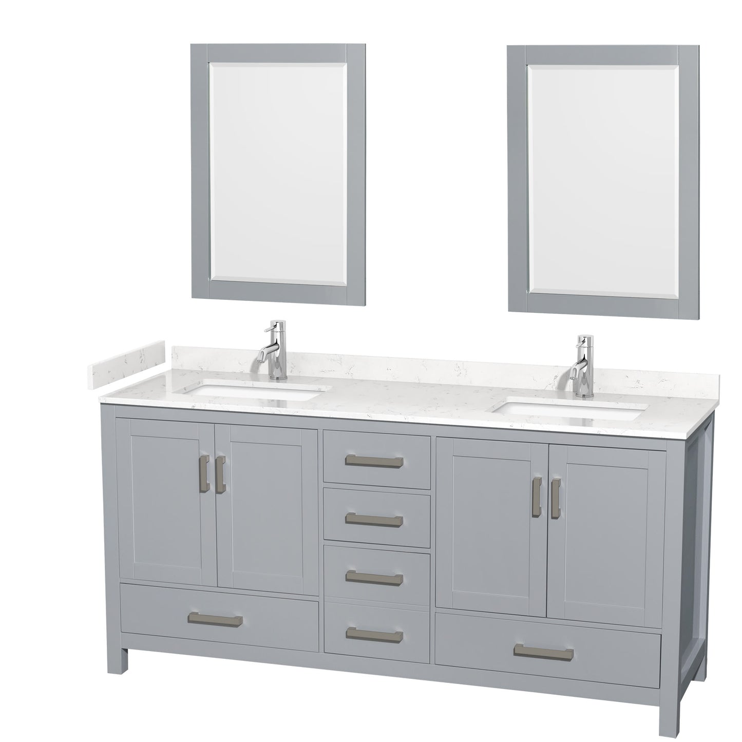 Sheffield Bathroom Vanity with Countertop 72 inch Double Sink Single hole Faucet Setup