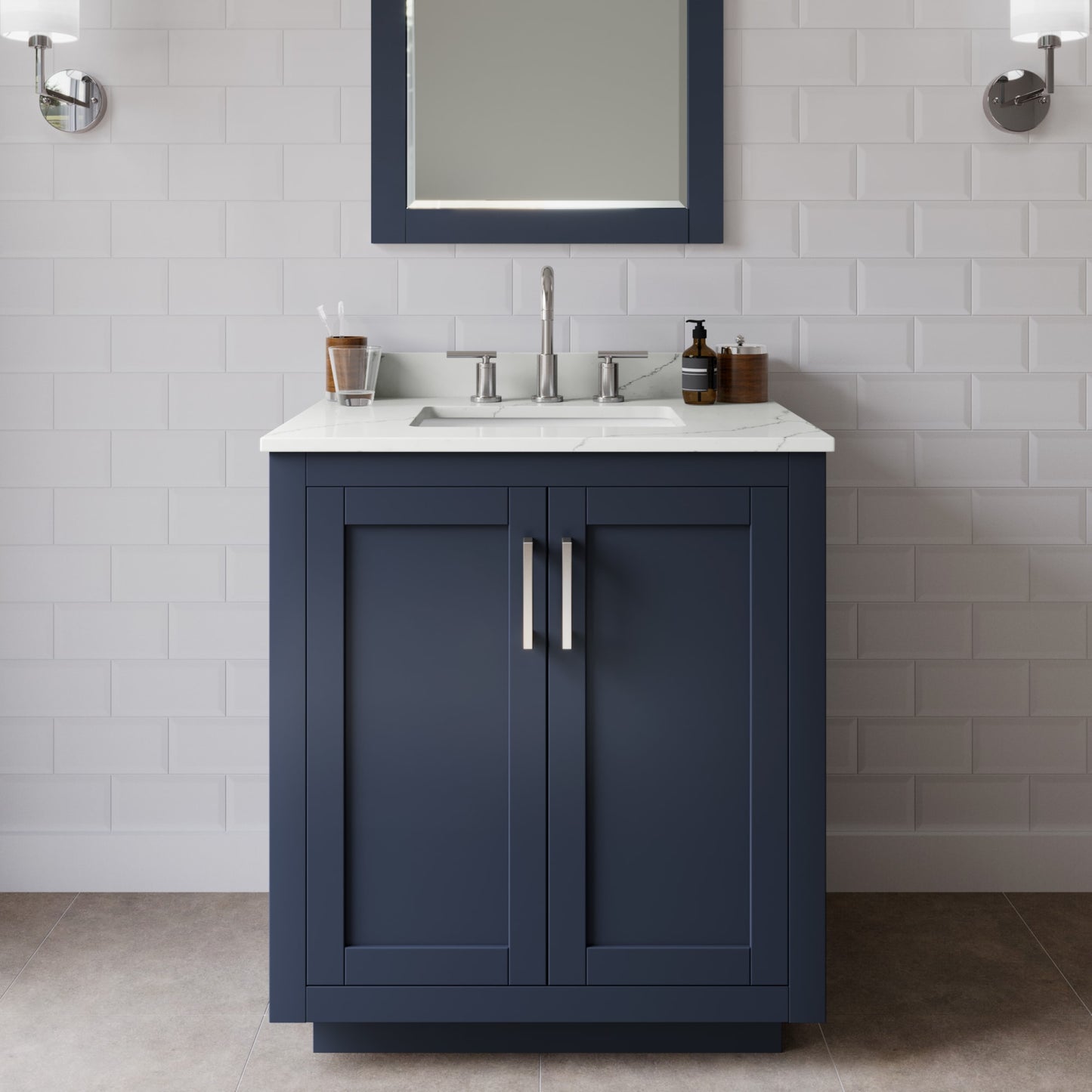 Miranda Bathroom Vanity with Countertop 30 inch Single Sink 3-hole Faucet Setup