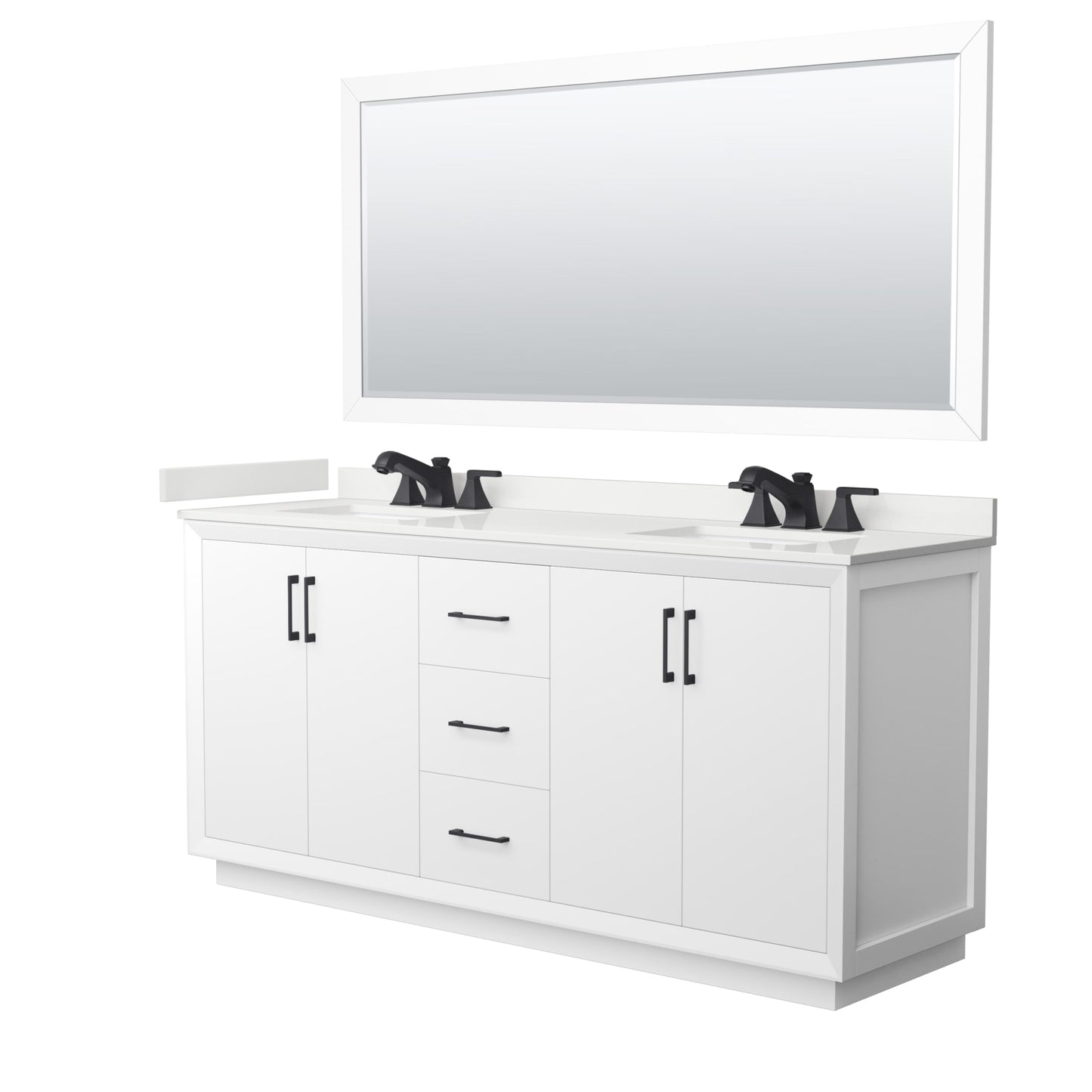 Strada Bathroom Vanity with Countertop 72 inch Double Sink 3-hole Faucet Setup