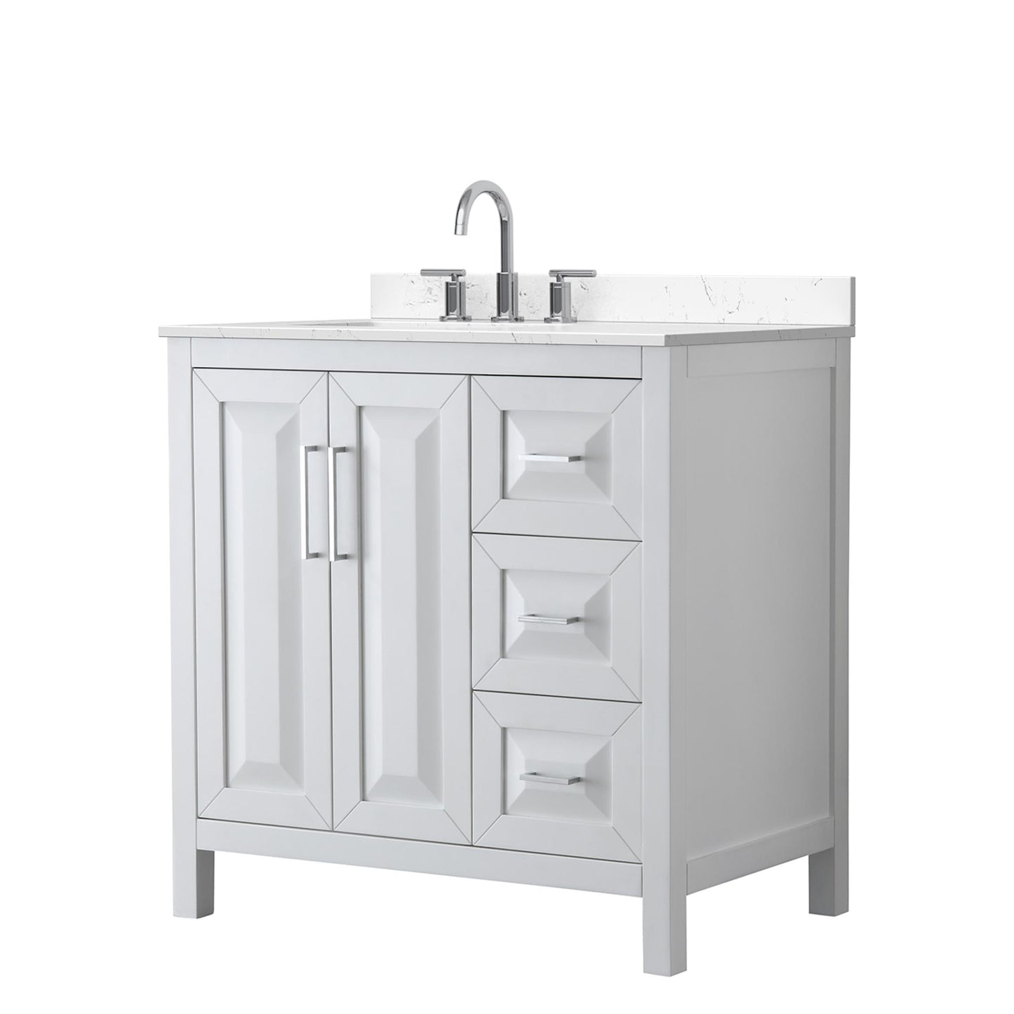 Daria Bathroom Vanity with Countertop 36 inch Single Sink 3-hole Faucet Setup