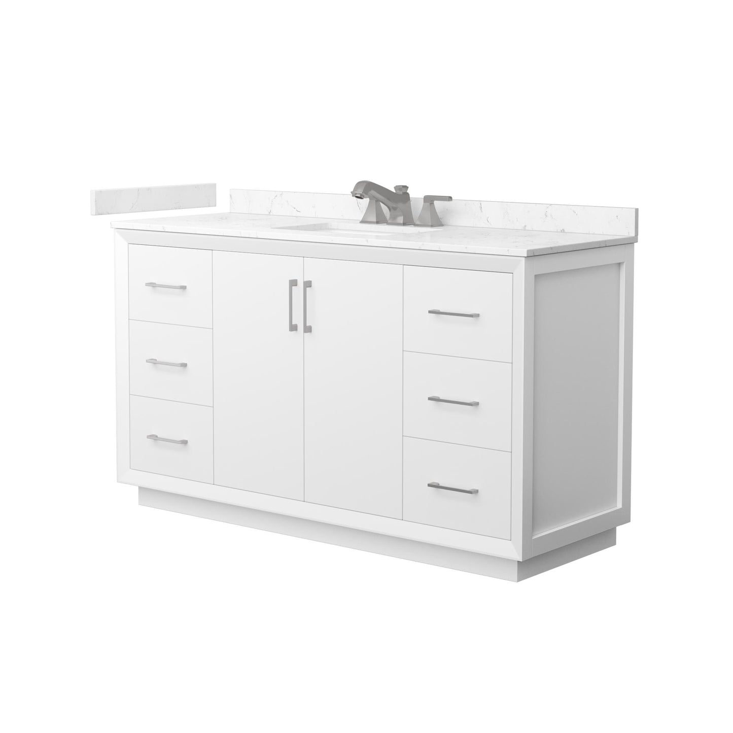 Strada Bathroom Vanity with Countertop 60 inch Single Sink 3-hole Faucet Setup