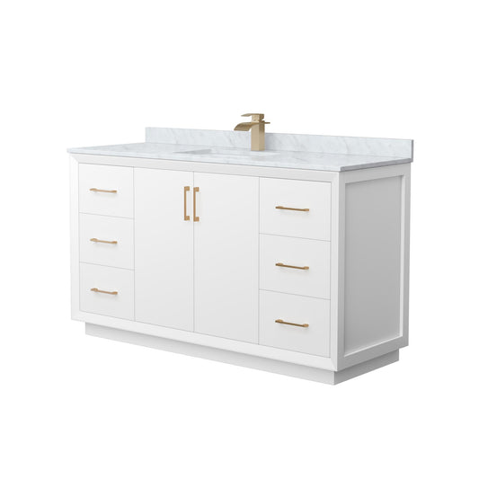 Strada Bathroom Vanity with Countertop 60 inch Single Sink Single hole Faucet Setup