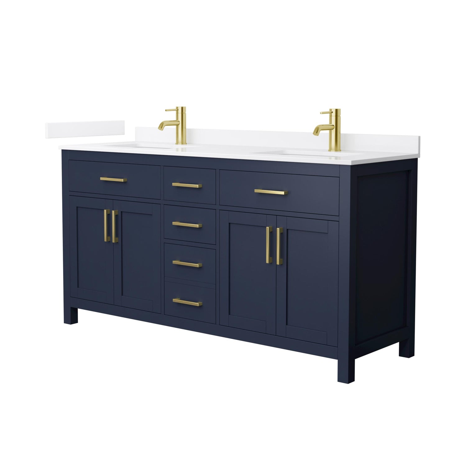 Beckett Bathroom Vanity with Countertop 66 inch Double Sink Single hole Faucet Setup
