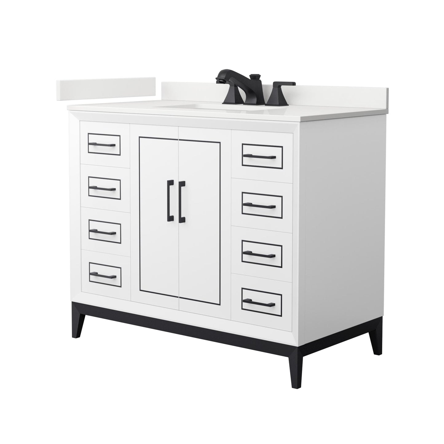 Marlena Bathroom Vanity with Countertop 42 inch Single Sink 3-hole Faucet Setup