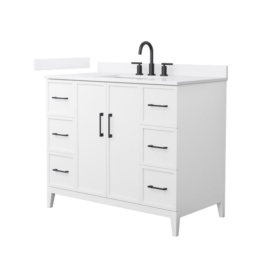 Elan Bathroom Vanity with Countertop 42 inch Single Sink 3-hole Faucet Setup