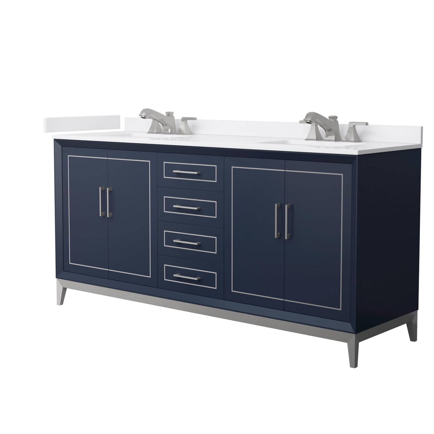 Marlena Bathroom Vanity with Countertop 72 inch Double Sink 3-hole Faucet Setup