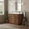 Custom image for Dark Oak with Brushed Gold Trim / White Cultured Marble / No Mirror