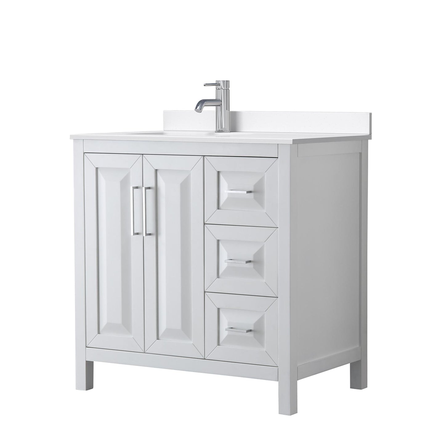 Daria Bathroom Vanity with Countertop 36 inch Single Sink Single hole Faucet Setup
