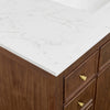 Custom image for Dark Walnut with Brushed Gold Trim / Carrara Cultured Marble / No Mirror
