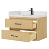 Custom image for Scandinavian Oak with Matte Black Trim / Giotto Quartz / No Mirror