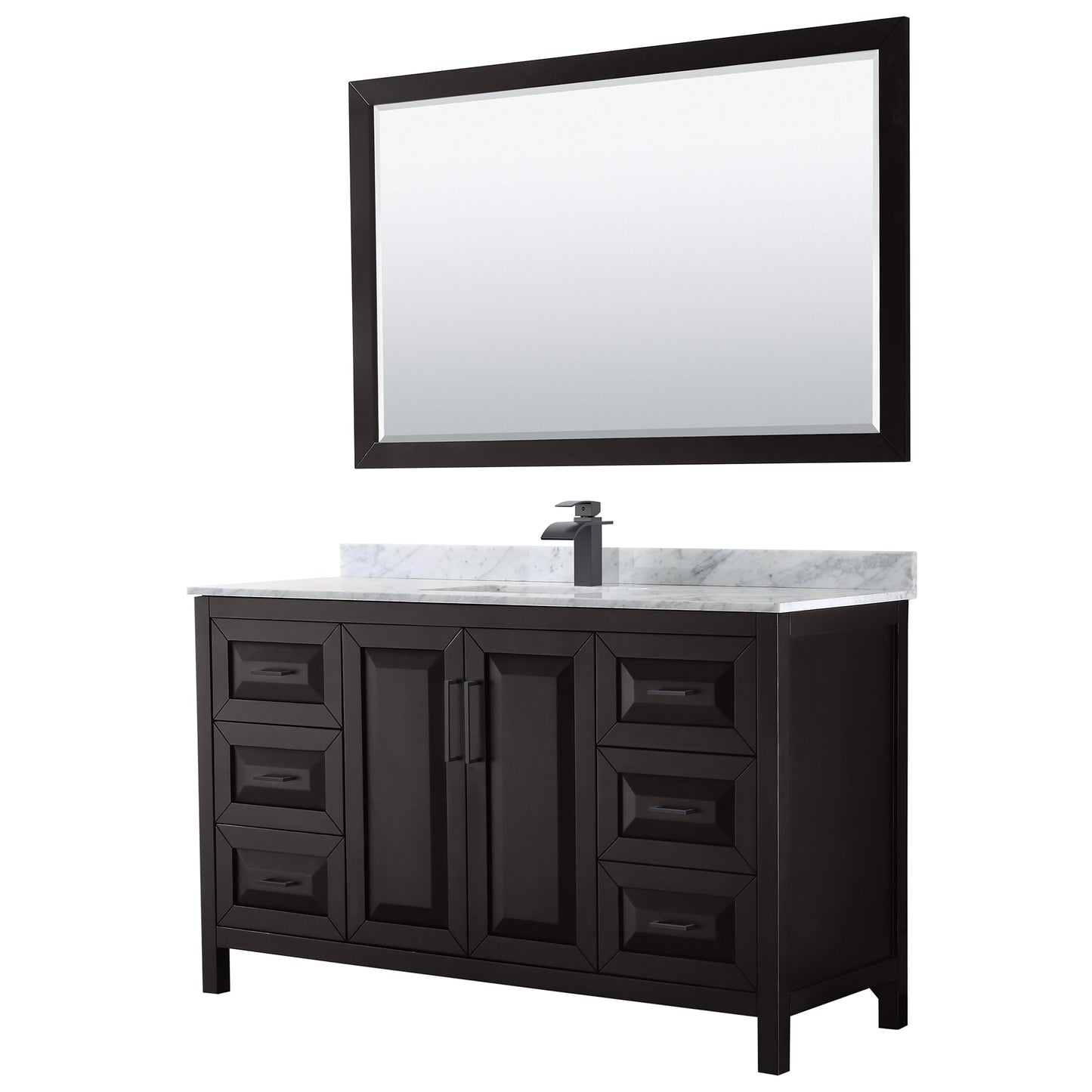 Daria Bathroom Vanity with Countertop 60 inch Single Sink Single hole Faucet Setup