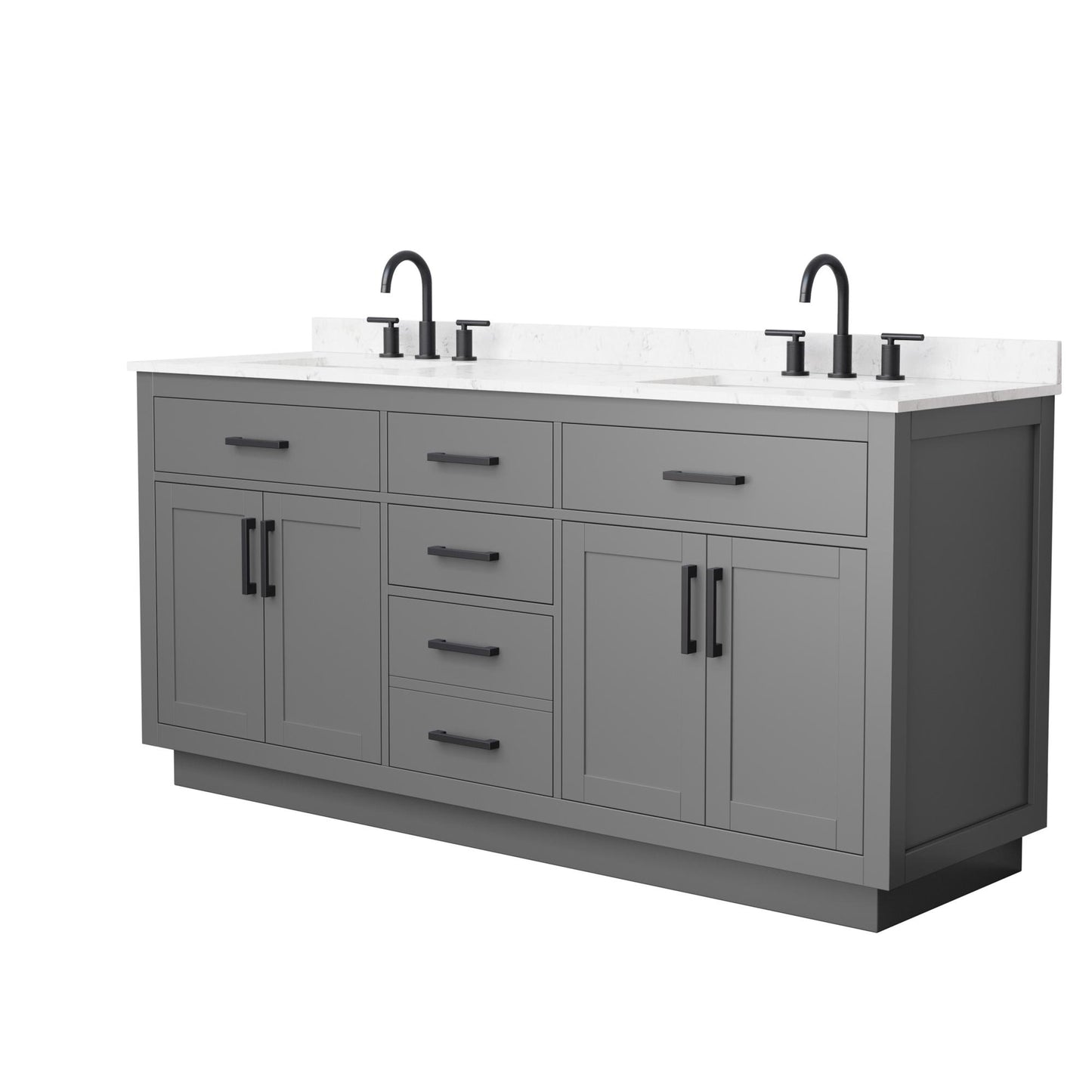 Beckett TK Bathroom Vanity with Countertop 72 inch Double Sink 3-hole Faucet Setup
