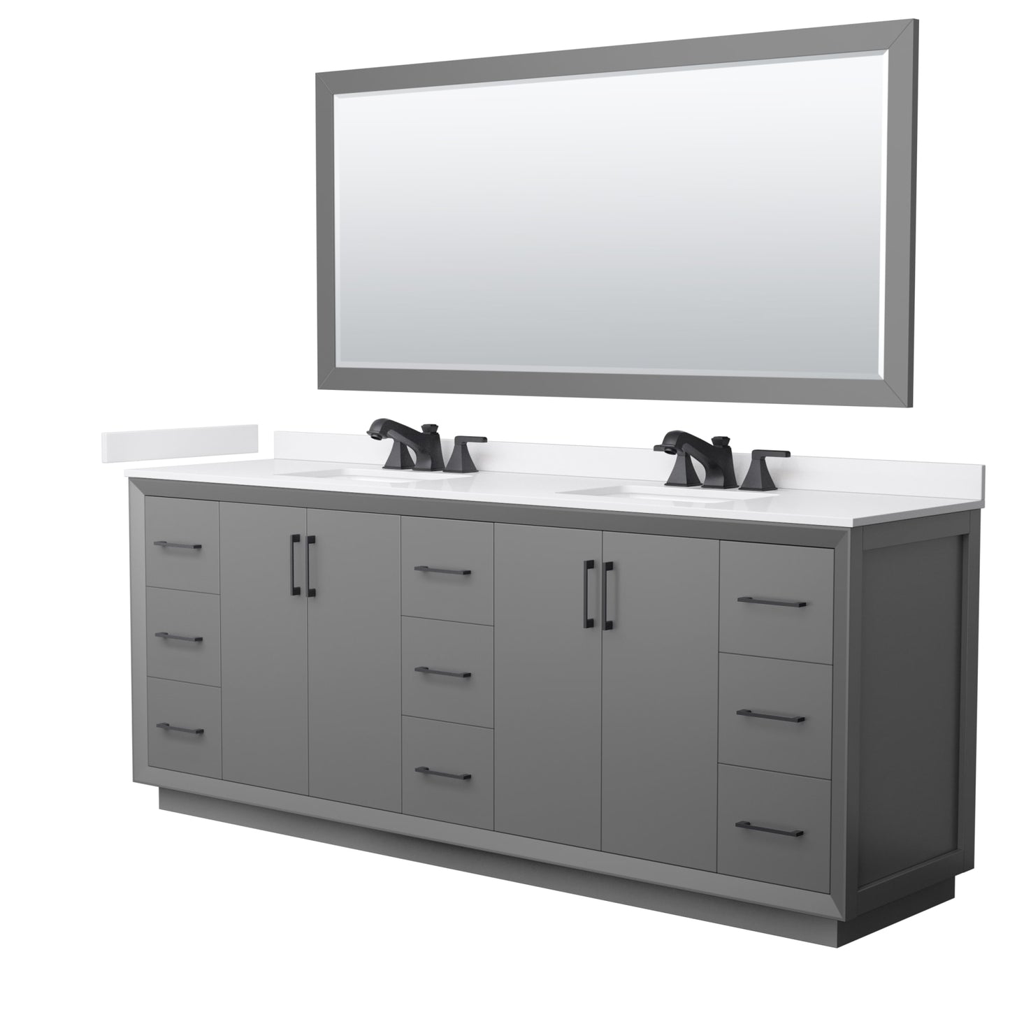 Strada Bathroom Vanity with Countertop 84 inch Double Sink 3-hole Faucet Setup