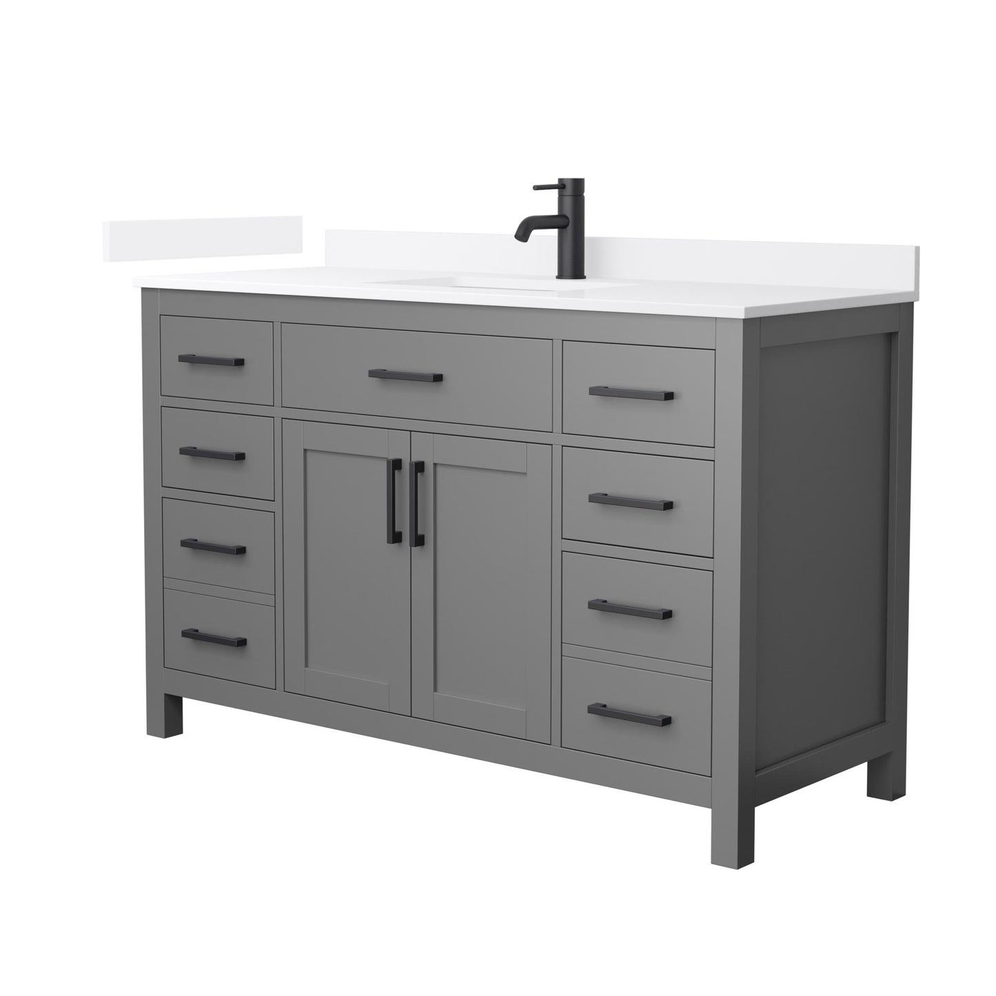 Beckett Bathroom Vanity with Countertop 54 inch Single Sink Single hole Faucet Setup