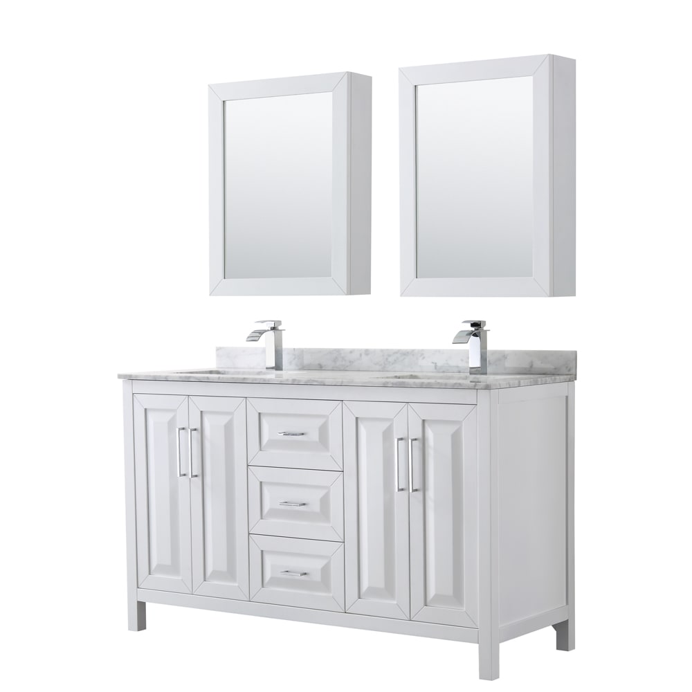 Daria Bathroom Vanity with Countertop 60 inch Double Sink Single hole Faucet Setup