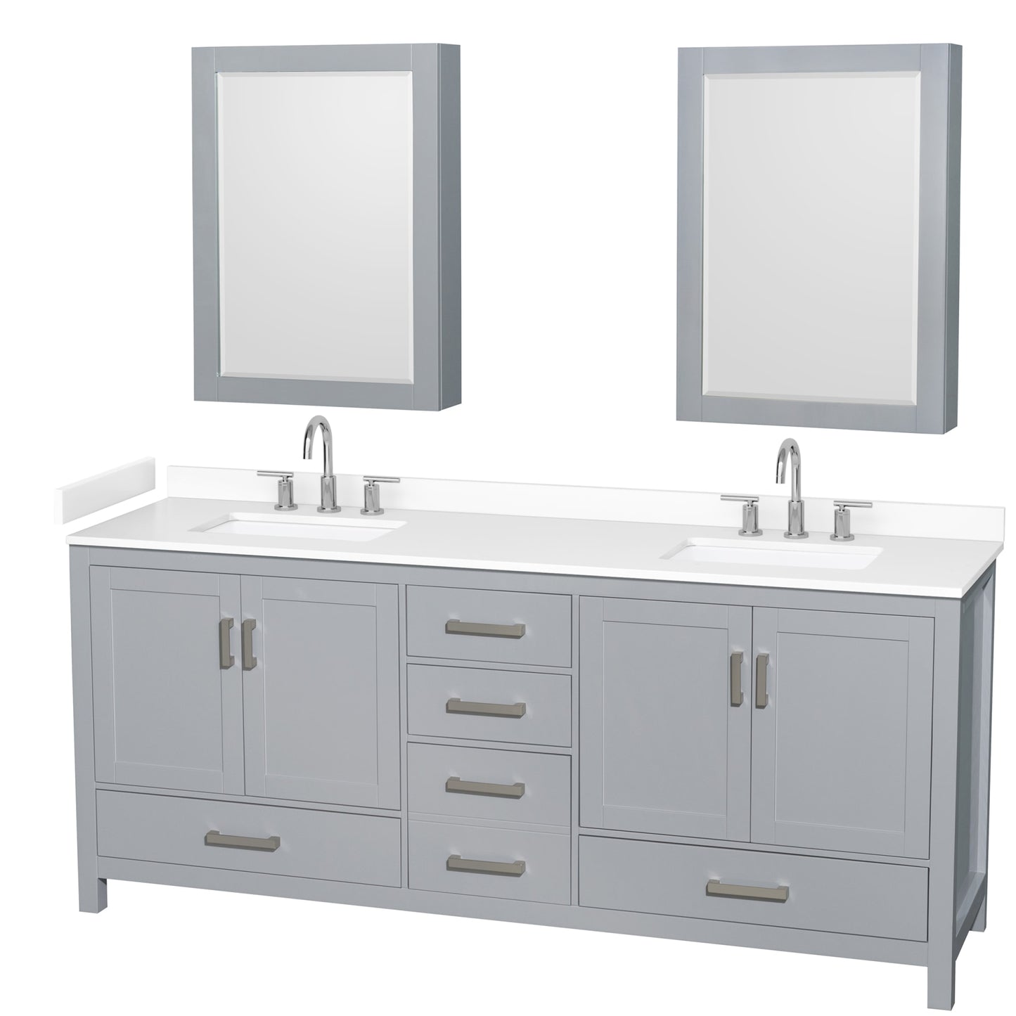Sheffield Bathroom Vanity with Countertop 80 inch Double Sink 3-hole Faucet Setup