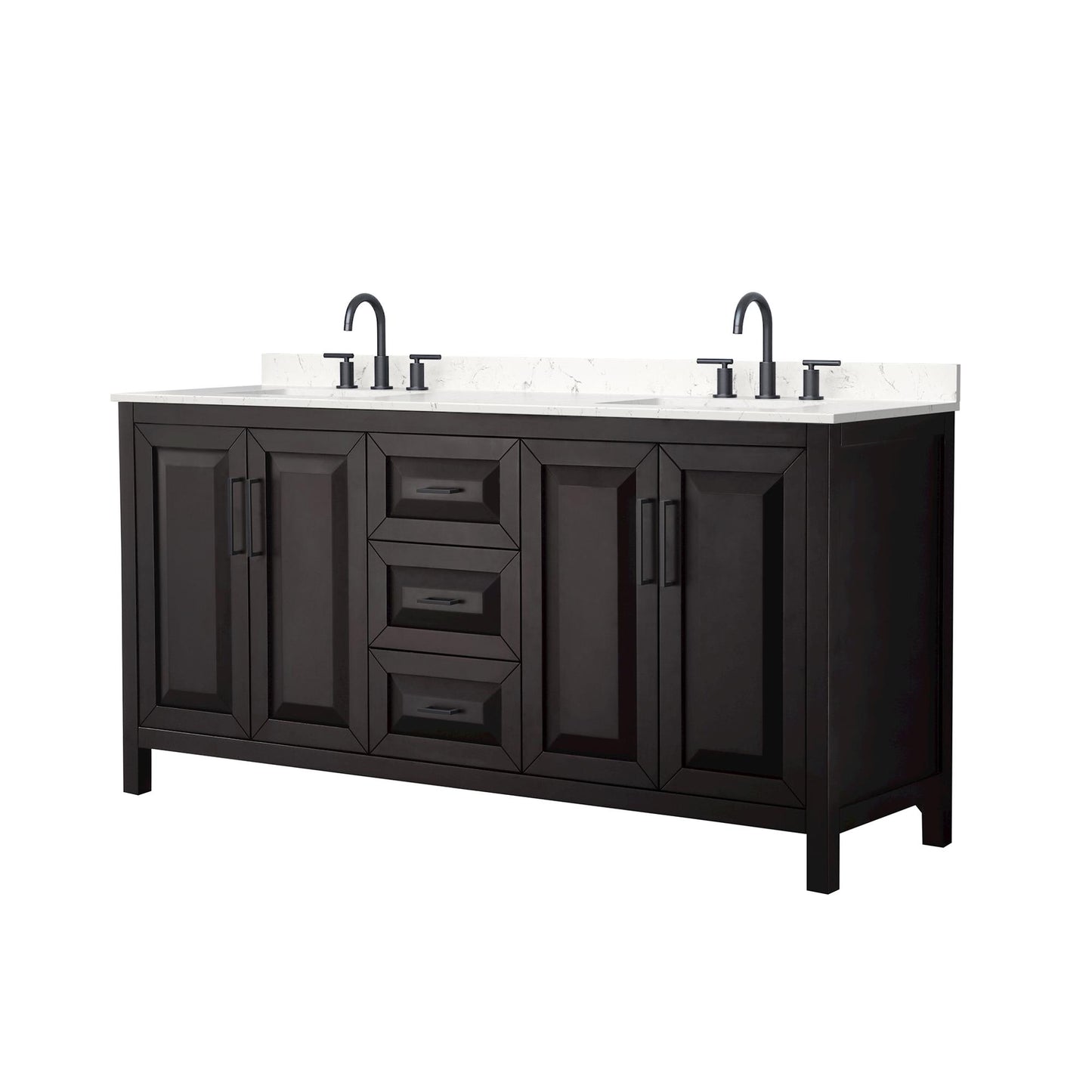 Daria Bathroom Vanity with Countertop 72 inch Double Sink 3-hole Faucet Setup